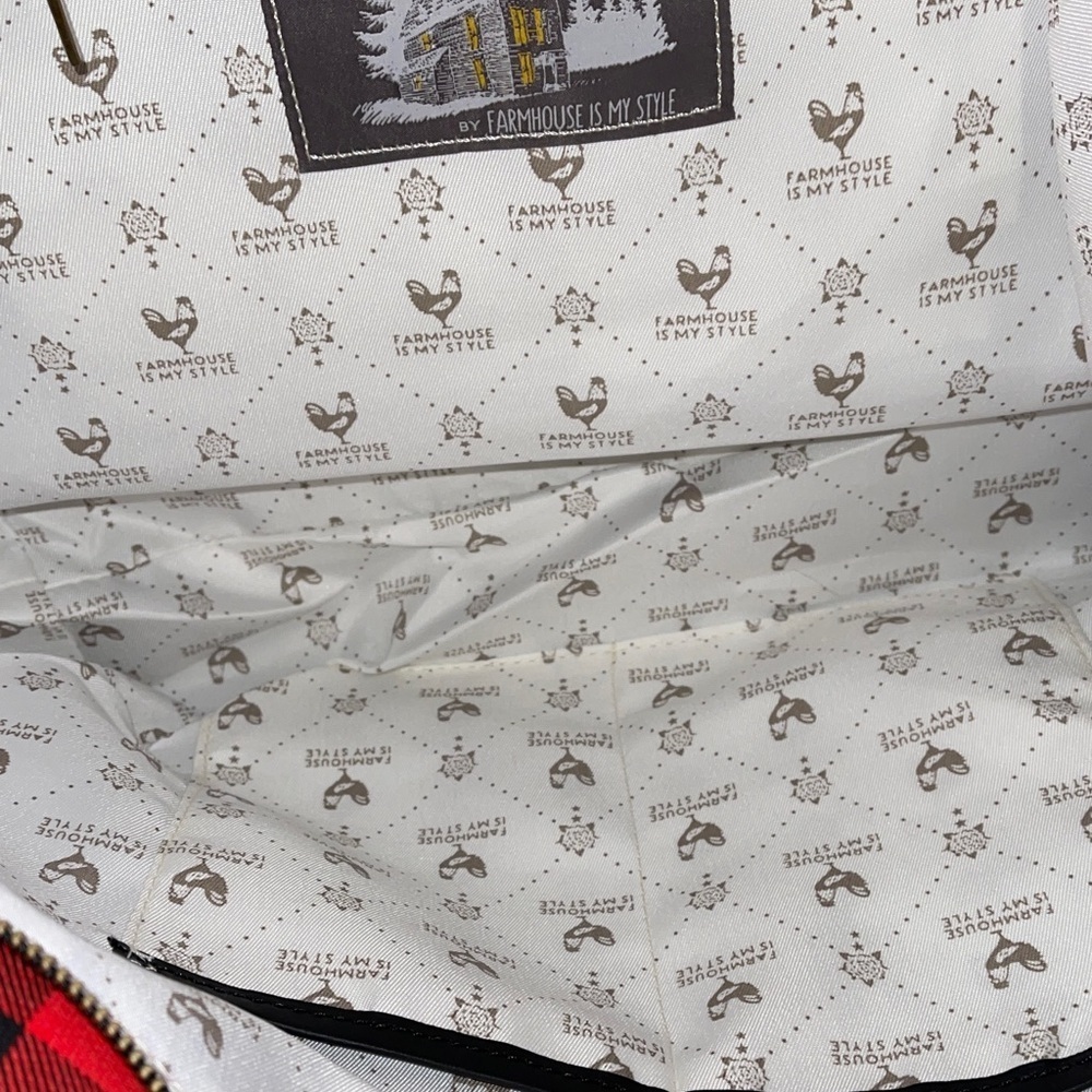 Farmhouse is my style Red and Black Checkered Tote Bag Handles are knotted - Picture 3 of 8
